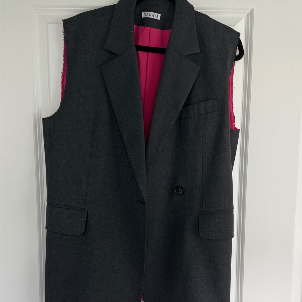 Women's Gray Vest with Pink Lining